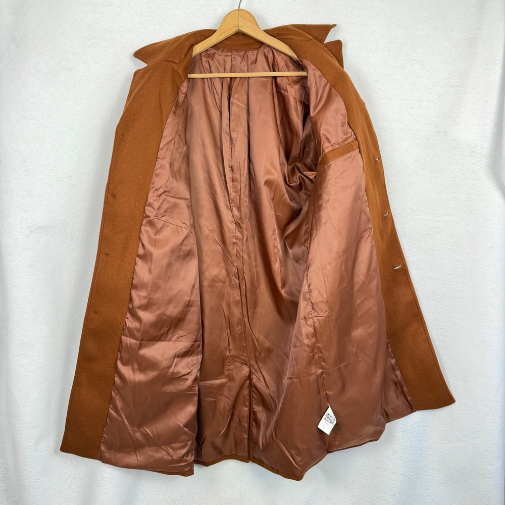 Coat Mens XL Storm Flap Long Jacket Brown Cozy Fall Autumn Winter Layering - Picture 6 of 12